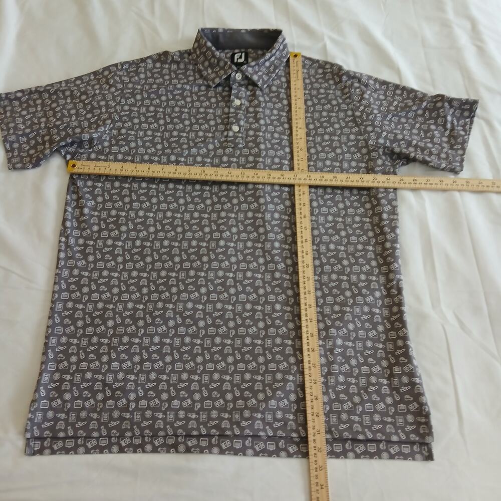 FootJoy Polo Shirt Men XL Gray Novelty Travel Print Golf Resort Stretch Performa - Picture 10 of 13